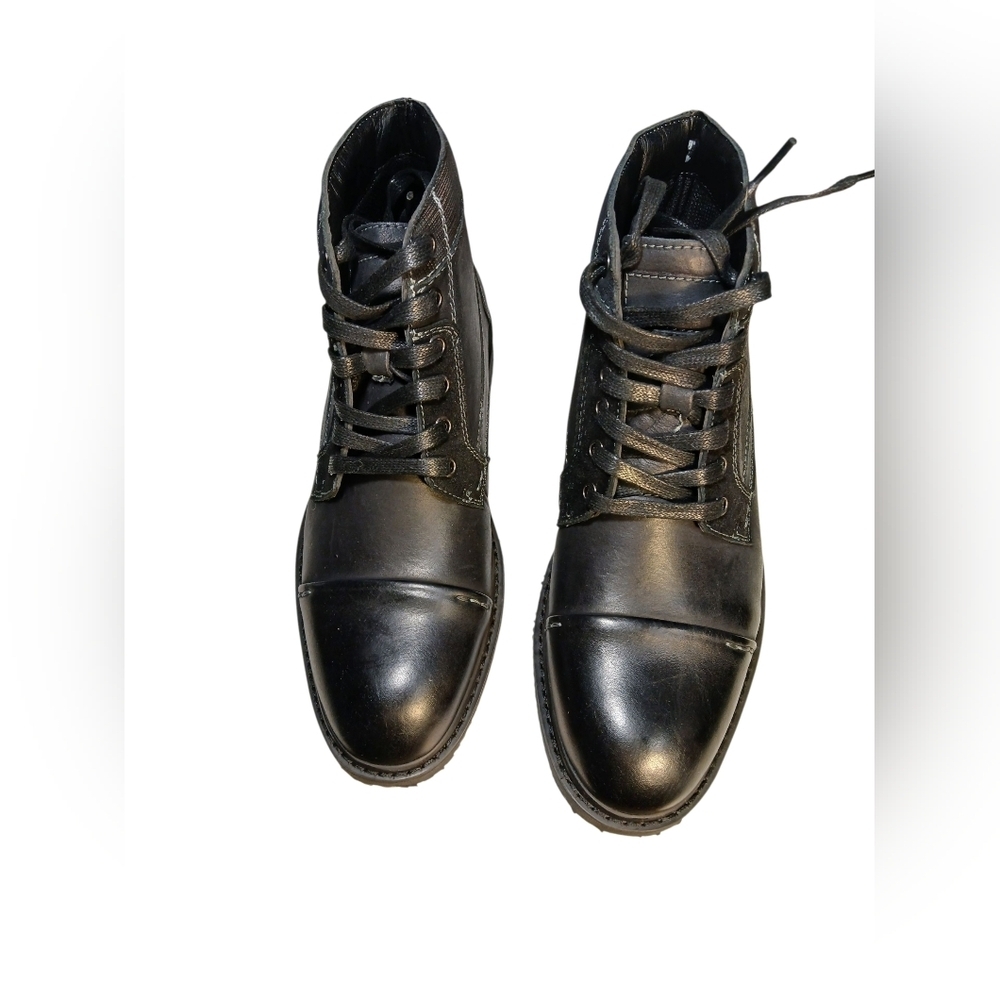 Propet Black Leather Ankle Combat Boots Size 8 Wide